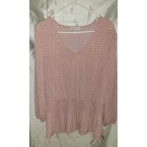 Ophelia Roe Women's Pink and White  Blouse Button Front 3/4 Sleeves 1x NWT